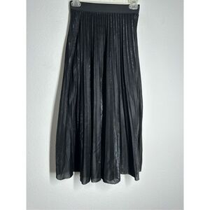 Monali Women’s Pleated Shimmery Mid Skirt Black Lined Elastic Waist Size S*Notes